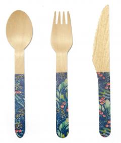Set tacamuri din lemn - Wood Cutlery Flowers