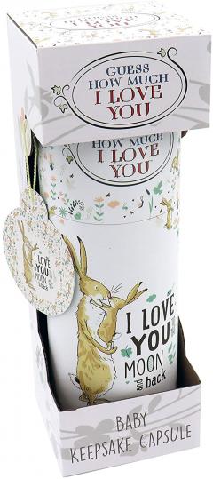 Baby Keepsake Capsule Tube-Guess How Much I Love You, White, Medium