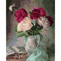 Kit pictura cu numere - Still Life with Pentecost Roses, 40x50 cm