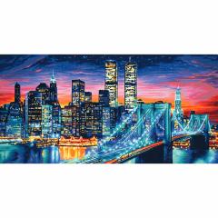 Kit pictura cu numere - Manhattan at Night, 40x80 cm