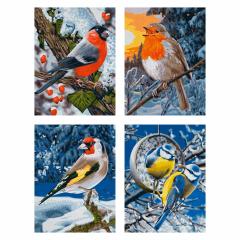 Kit pictura cu numere - Quattro - Winter Birds, 36x48 cm