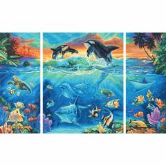 Kit pictura cu numere - Triptic - At the Coral Reef, 50x80 cm