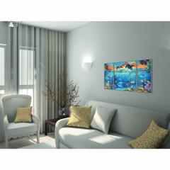 Kit pictura cu numere - Triptic - At the Coral Reef, 50x80 cm