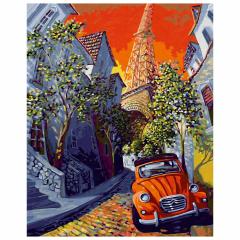 Kit pictura cu numere - Little Red Citroen, 40x50 cm