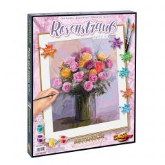 Kit pictura cu numere - A Bunch of Roses in Pastel Colors, 40x50 cm