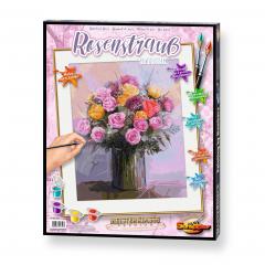 Kit pictura cu numere - A Bunch of Roses in Pastel Colors, 40x50 cm