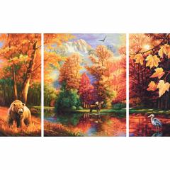 Kit pictura cu numere - Triptic - Indian Summer, 50x80 cm