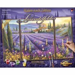 Kit pictura cu numere - Triptic - Lavender fields, 50x80 cm