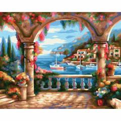 Kit pictura cu numere - A Villa by the Sea, 24x30 cm