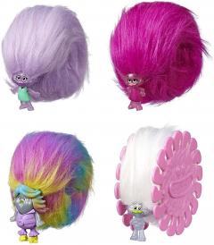 Set 4 figurine Trolls Hair Huggers - Glitter Pack