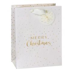 Punga de cadou - Medium - Merry Christmas - Golden