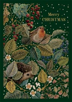 Felicitare - Merry Christmas - Robin and Hedgehog