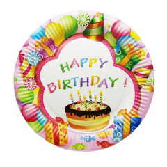 Set 10 -  Farfurii 23 cm Happy Birthday - mai multe modele