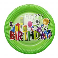 Set 10 -  Farfurii 23 cm Happy Birthday - mai multe modele