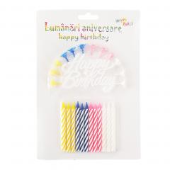 Lumanari aniversare Happy Birthday - mai multe culori