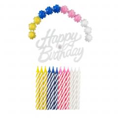 Lumanari aniversare Happy Birthday - mai multe culori