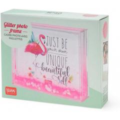 Rama foto - Flamingo Glitter Photo Frame-Just Be Your Own Unique Beautiful Self,  8.8x10.7cm
