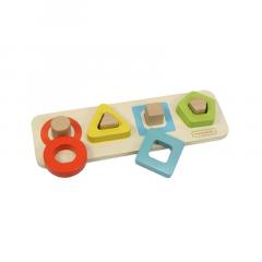 Puzzle din lemn - 4 forme geometrice, contur