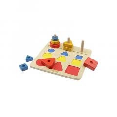 Puzzle din lemn - Sortator forme geometrice dupa dimensiuni si culori