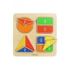 Puzzle din lemn - Forme geometrice si fractii