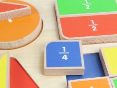 Puzzle din lemn - Forme geometrice si fractii