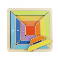 Puzzle din lemn - Curcubeu, patrate concentrice