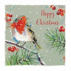 Felicitare - Xmas Robin and Berries - The Wildlife