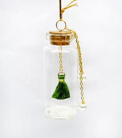Decoratiune Craciun - Glass Bottle, ciucurel si perle