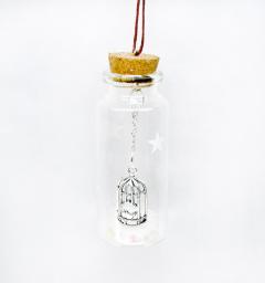 Decoratiune Craciun - Glass Bottle, colivie pasare