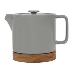 Ceainic - Nordika Grey 700ml, stoneware+acacia wood