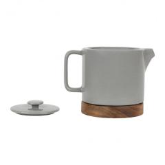 Ceainic - Nordika Grey 700ml, stoneware+acacia wood