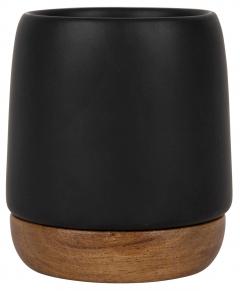 Ceasca - Nordika Black 100ml, stoneware+acacia wood, Ceramica, 100 ml, Negru