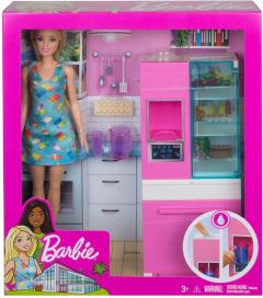 Barbie Set Mobilier Bucatarie Cu Papusa Blonda