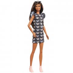 Papusa Barbie Fashionista Bruneta Cu Rochita Mouse Print