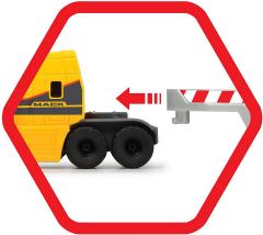 Set masinunte - Trailer Volvo Mack cu basculanta si buldozer / Micro Builder Truck