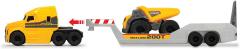 Set masinunte - Trailer Volvo Mack cu basculanta si buldozer / Micro Builder Truck