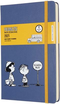 Agenda 2021 - Peanuts - 12-Month Daily Planner - Large, Hard Cover - School Bus