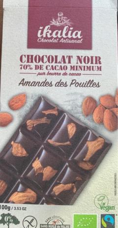 Ciocolata neagra - Chocolat noir Amandes des Pouilles - Ikalia