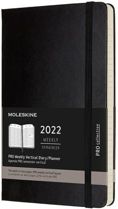 Agenda 2022 - 12-Month Pro Weekly Vertical Planner - Large, Hard Cover - Black 