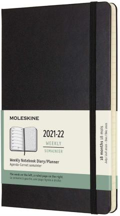 Agenda 2021-2022 - 18-Month Weekly Planner - Large, Hard Cover - Black