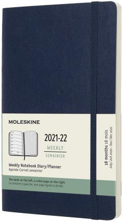 Agenda 2021-2022 - 18-Month Weekly Planner - Large, Soft Cover - Sapphire Blue