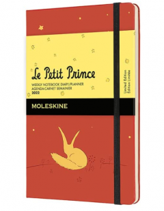 Agenda 2022 - 12-Month Weekly Planner - Pocket, Hard Cover - Le Petit Prince - Fox - Coral Orange