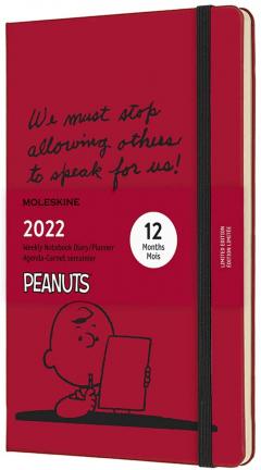 Agenda 2022 - 12-Month Weekly Planner - Large, Hard Cover - Peanuts - Scarlet Red