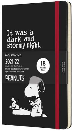 Agenda 2021-2022 - 18-Month Weekly Planner - Large, Hard Cover - Peanuts Black