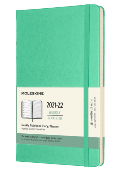 Agenda 2021-2022 - 18-Month Weekly Planner - Large, Hard Cover - Ice Green