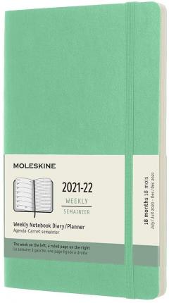 Agenda 2021-2022 - 18-Month Weekly Planner - Large, Soft Cover - Ice Green