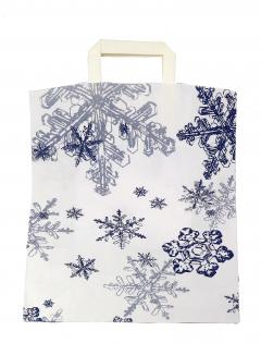 Punga cadou - Snowflakes, white/blue 32x42cm