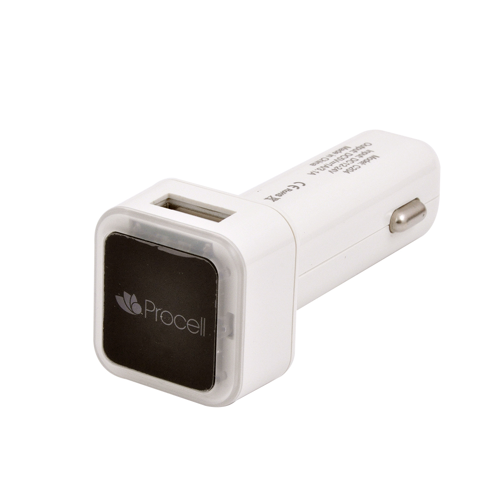Procell Tip Procell Incarcator Auto 3.1A USB Alb cu Adaptor Dual USB - Procell