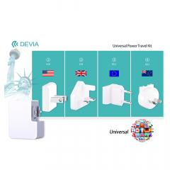 Devia Incarcator Retea 2.5A Travel Kit Dual USB (adaptor pentru priza UK, US, AU si EU )