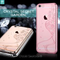 Devia Carcasa Crystal Secret Garden iPhone 6/6S Silver (Cristale Swarovski®, electroplacat, protectie 360°)